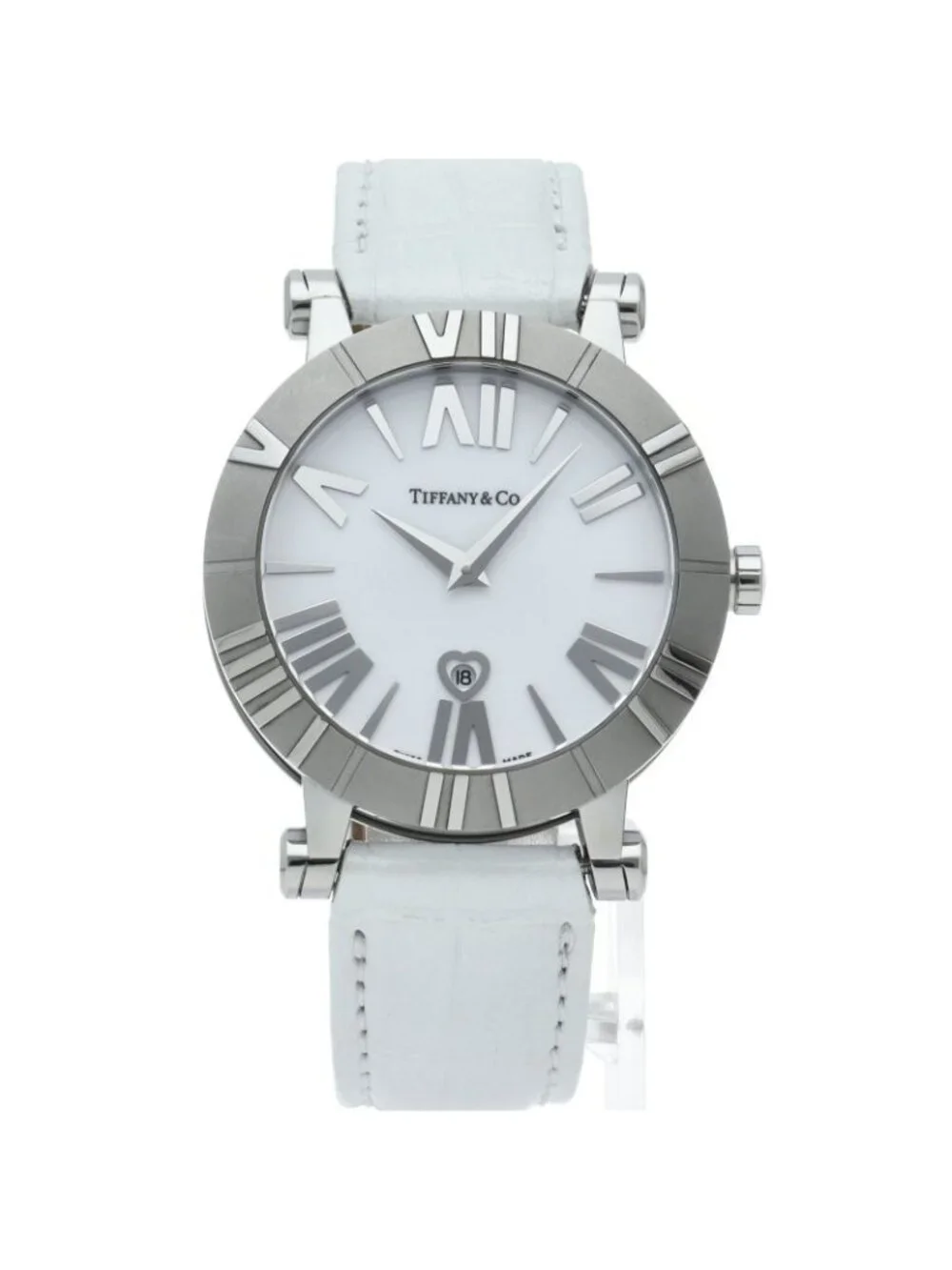 Tiffany & Co Atlas Watch SS Leather White